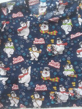 Frosty The Snowman Themed Christmas Scrubs Women’s Sized X-Large